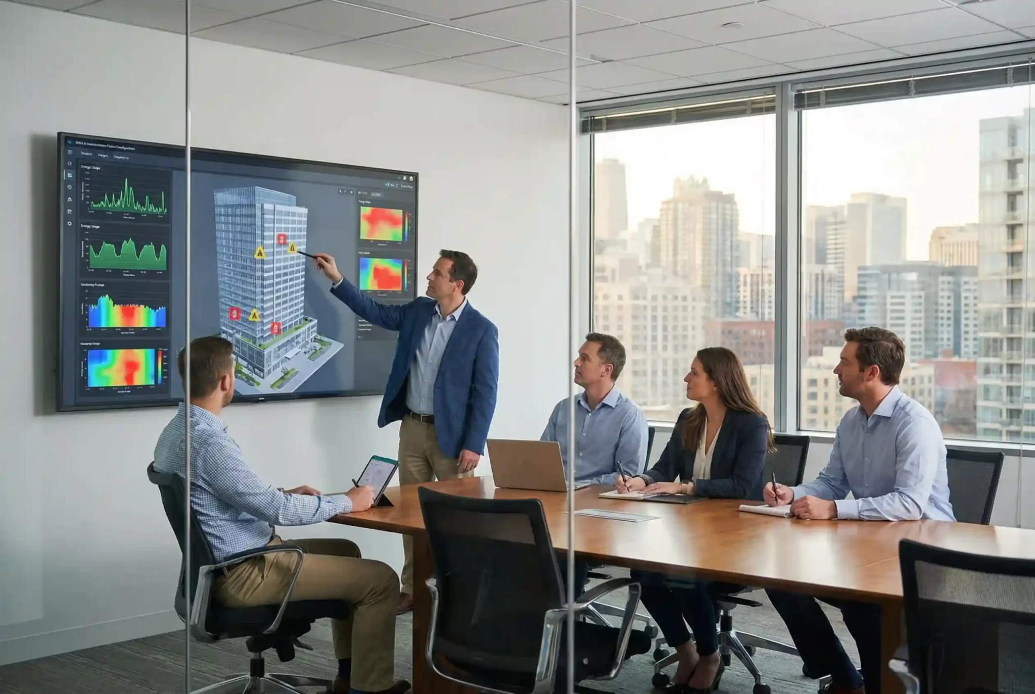 AI BIM digital twin dashboard for building performance monitoring and facility management optimization